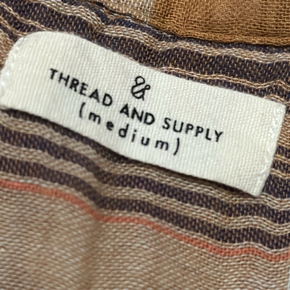 Thread & Supply Button up Shirt-Wmns Sz M-Brown Toned Plaid-Cotton-EUC - Picture 14 of 16